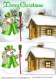 Cosy Cottage Covered in Snow with Snowman
