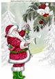 Santa and Little Robin in Snow Scene A4