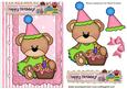 Birthday Teddy with Cupcakes on Scrapbook Page