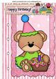 Birthday Teddy with Cupcake on a Scrapbook Page A4