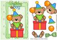 Birthday Boy! Cute Teddy with Balloon on Scrapbook Page