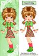 Pretty Girl in Pigtails and Green Boots, Lace Corner Tall Dl
