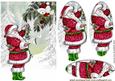Santa with Little Robin in the Snow Oval Pyramids