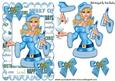 Santa Girl in Blue Celebrating Christmas