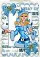 Santa Girl in Blue Celebrating Christmas A4