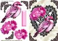 Pink Bird of Paradise on Black Lace Heart