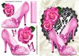 Pretty Pink Sparkle Shoes on Black Lace Heart