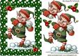 Naughty Santas Elf Throwing Snowballs with Holly