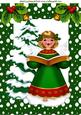 Christmas Tree in Snow with Carol Singing Angel A4