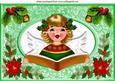 Angel Carol Singing, with Poinsettias & Holly A4