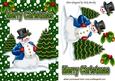 Snowman with Christmas Trees in the Snow
