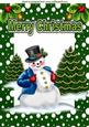 Snowman with Christmas Trees in the Snow A4