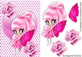 Little Faerie in Pink with Hearts and Roses