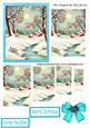 Pretty Cottage Snow Scene with Bow Pyramids