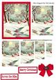Snow Scene of Cottages in Red Frame Pyramids