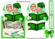 Carol Singers with Snow Scene of a Church in Green Frame