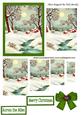 Snow Scene of Cottages in Green Frame Pyramids