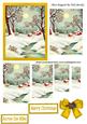 Snow Scene of Cottages in Gold Frame Pyramids