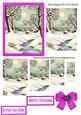 Snow Scene of Cottages in Pink Frame Pyramids