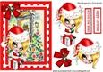 Cute Girl in Red Santa Hat Sitting on a Present