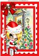 Cute Girl in Red Santa Hat Sitting on a Present A4