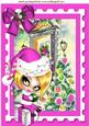 Cute Girl in Pink Santa Hat Sitting on a Present A4