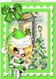 Cute Girl in Green Santa Hat Sitting on a Present A4