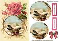 Pretty Bird with Rose in Snow Scene Oval Pyramids