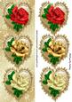 Gold Frilly Hearts With, Red, Gold and Cream Roses Tall Dl