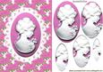 Pretty Cameo Lady with Pink Flowers Oval Pyramids