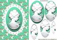 Pretty Cameo Lady with Turq Flowers Oval Pyramids
