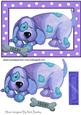 Funky Purple Painted Dog in Polkadot Frame with Bone