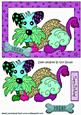 Lovely Toony Dog with Bone in Purple Star Frame