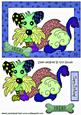 Lovely Toony Dog with Bone in Blue Star Frame