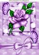 Pretty Purple Rose, with Bow and Butterflies A4