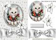 Little Kitten with Holly Wreath and Poinsettias