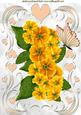 Peach Hearts and Yellow Flowers A4