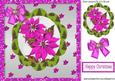 Pink Poinsettias with Bells in Tree Scalloped Frame 8x8
