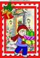 Little Boy with Presents Outside His Front Door A4