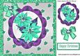 Turq Poinsettias with Bells in Scalloped Frame 8x8