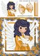 Sweet Angel in Gold Holding Dove in Flower Frame 8x8