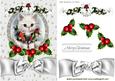 White Kitten with Holly and Berry Swag with Bow