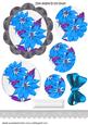 Pretty Blue Poinsettias in Tree Scalloped Frame Pyramids