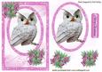 Snow Owl in Pink Glitter, with Pink Bow and Holly