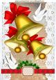 Gold Bells with White Lace, Red Bows, and Pretty Doves A4