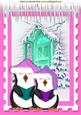 Carol Singing Penguins in Santa Hats in the Snow A4