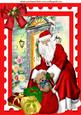 Santa Outside House with Lots of Presents A4