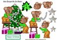 Little Bears Dressed in Green Dressing the Christmas Tree