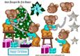 Little Bears Dressed in Turq Dressing the Christmas Tree