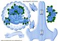 Baby Blue Bootees, with Blue Roses & Butterflies Plate